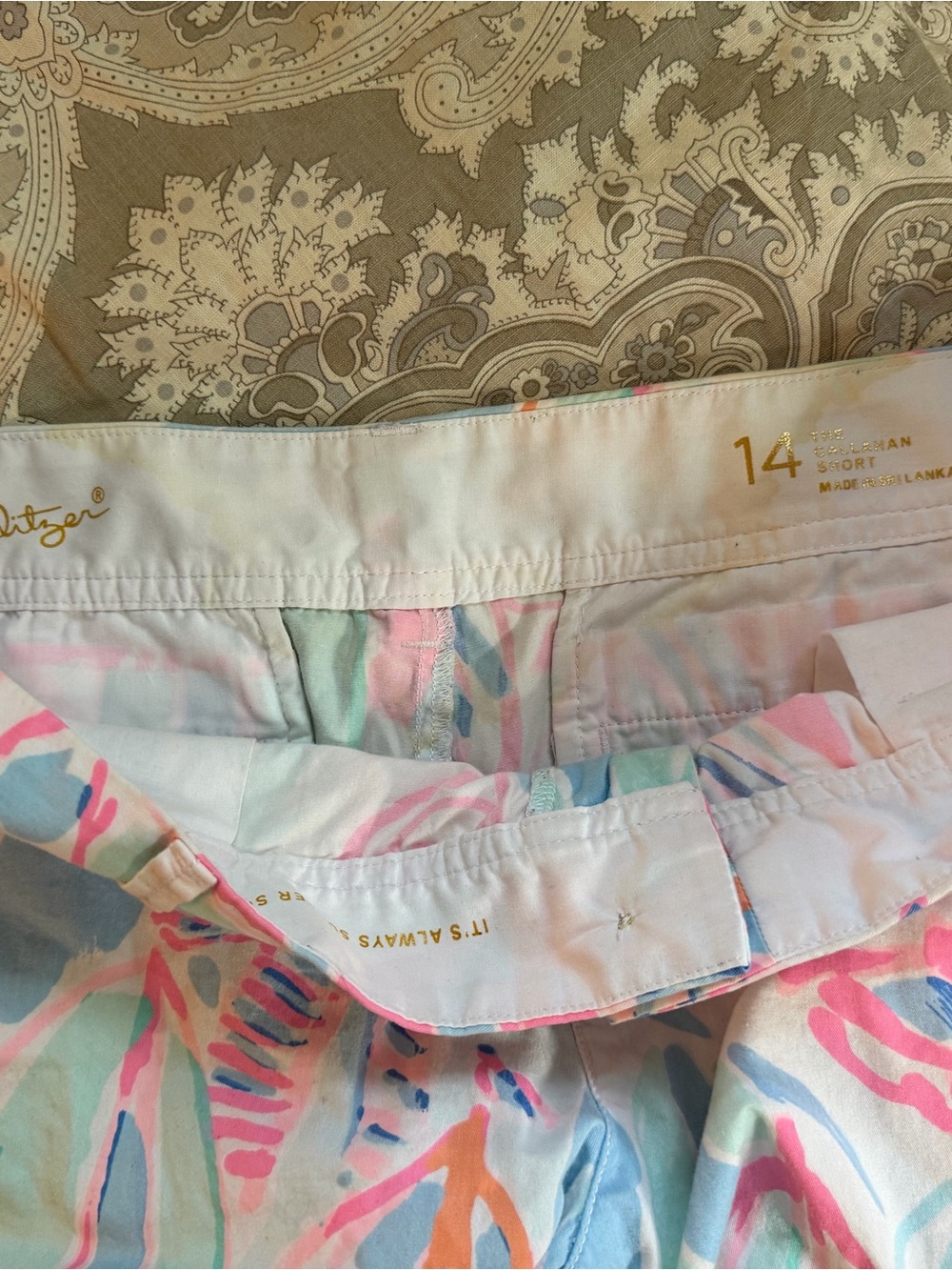 Lilly Pulitzer Pastel Abstract Print Bermuda Shorts — Pink, Mint & Sky - Picture 3 of 4